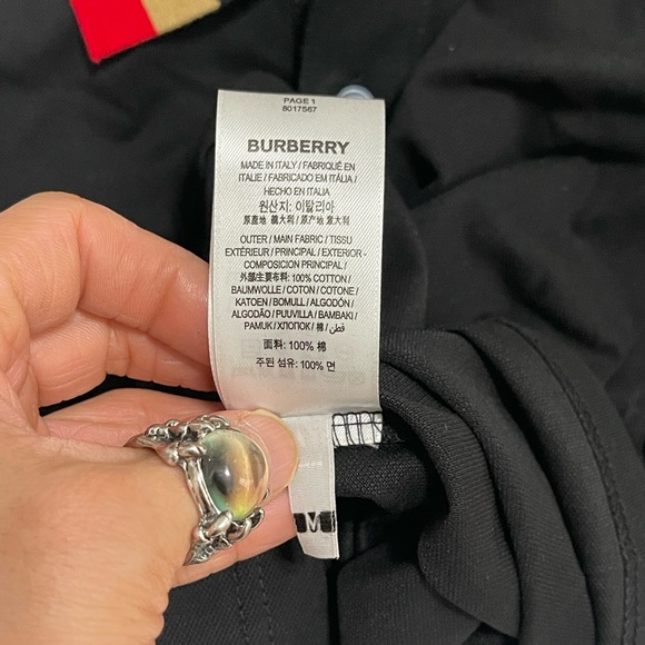 EUC Men’s Size Medium Burberry Contrasting Collar Cotton Polo Shirt In Black - Picture 13 of 16
